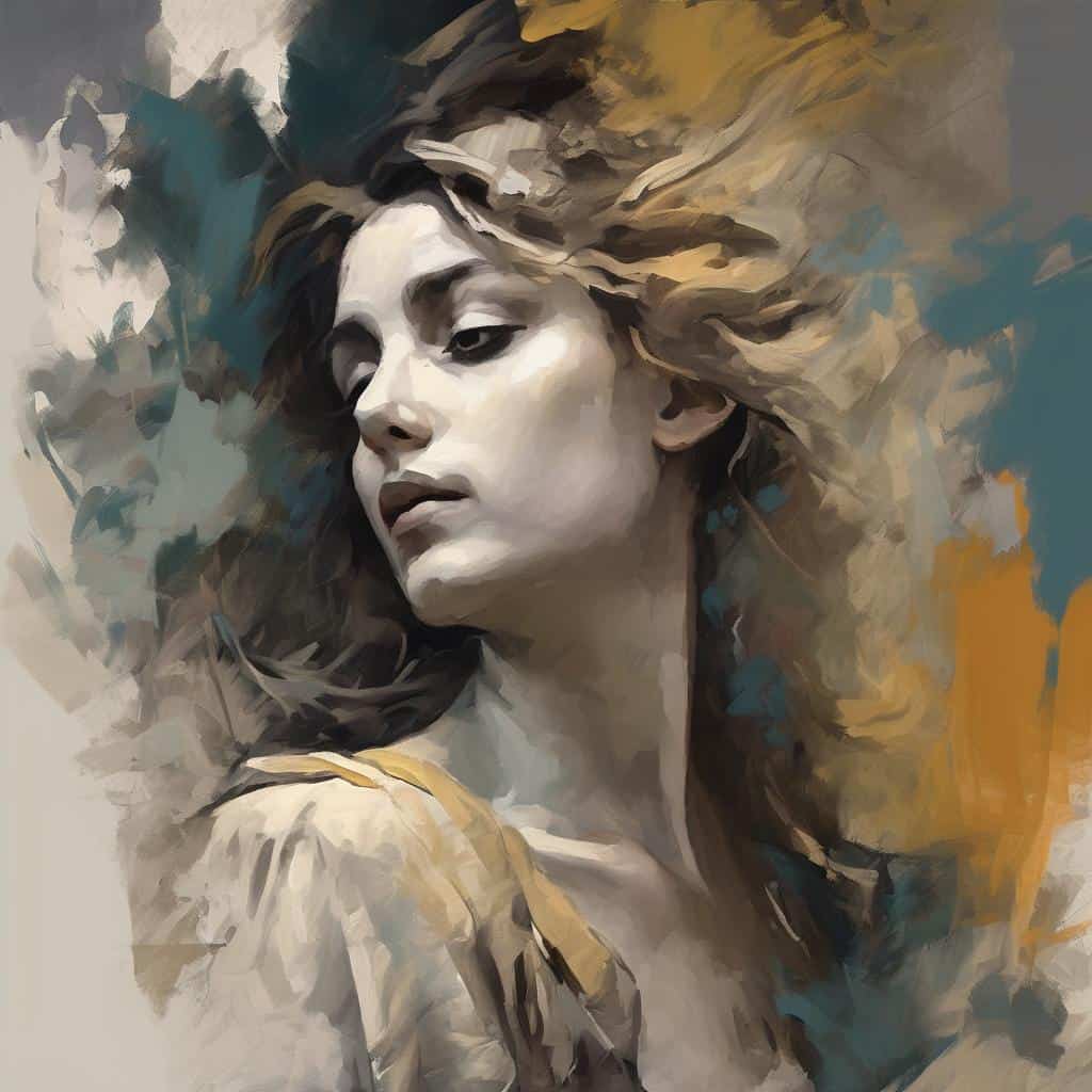 Οδηγός Τέχνης: Σπουδαίοι Δημιουργοί και Ρεύματα, ψηφιακή πορτρέτο γυναίκας με έντονα χρώματα και εκφραστικότητα, αναδεικνύοντας την τέχνη και τα καλλιτεχνικά ρεύματα στην ιστορία της τέχνης.